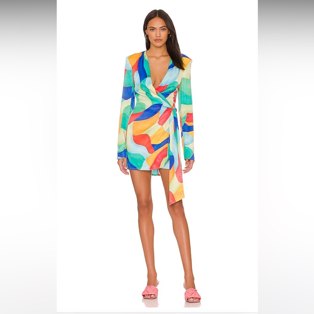 WeWoreWhat Cowl Front Dress in Abstract Watercolor